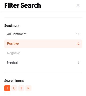 AI Models filter panel with sentiment and search intent filtering options for prompt analysis..jpg