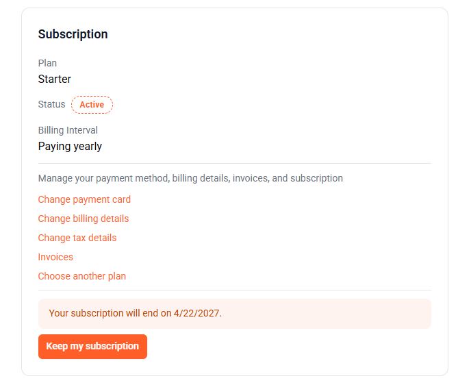 Subscription management page confirming that the AnswerThePublic subscription will end on a specified future date..jpg