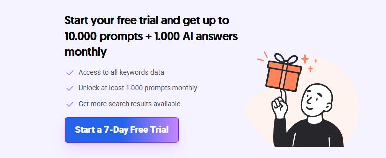 Promotional banner for the AnswerThePublic free trial highlighting access to up to 10,000 prompts and 1,000 AI answers per month..jpg